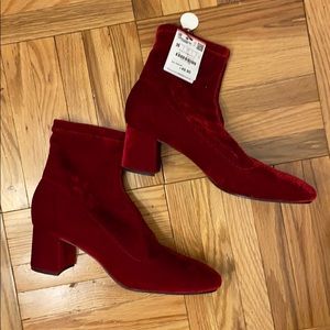 Never worn! Velour material Zara booties